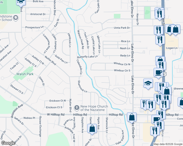 map of restaurants, bars, coffee shops, grocery stores, and more near 126 Windsor Circle South in Billings