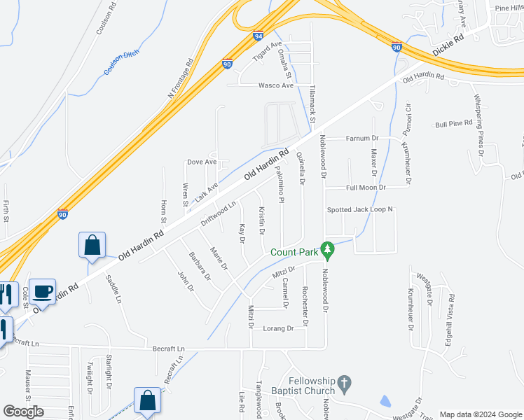 map of restaurants, bars, coffee shops, grocery stores, and more near 1110 Kristin Drive in Billings