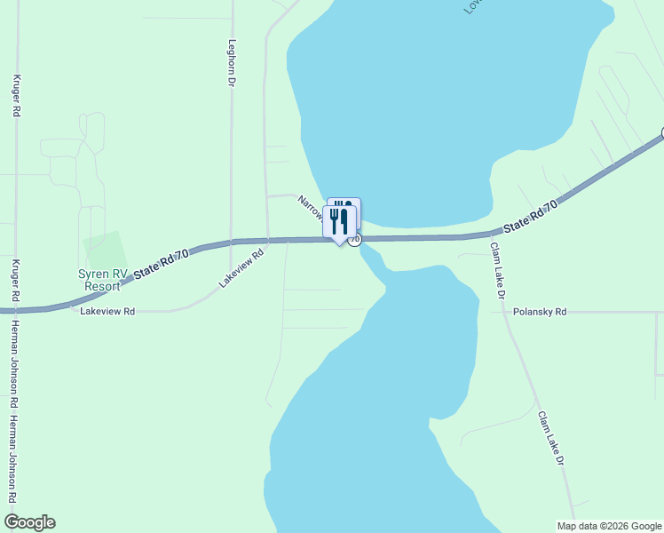 map of restaurants, bars, coffee shops, grocery stores, and more near 6717 White Pines Trail in Siren