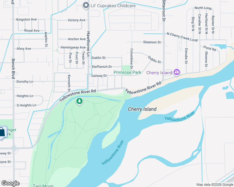 map of restaurants, bars, coffee shops, grocery stores, and more near 1320 Yellowstone River Road in Billings