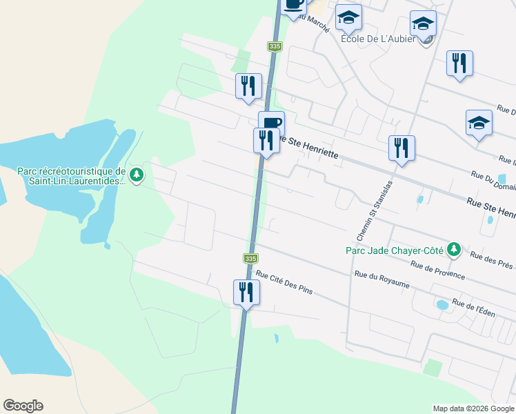 map of restaurants, bars, coffee shops, grocery stores, and more near 5 Québec 337 in Saint-Lin-Laurentides