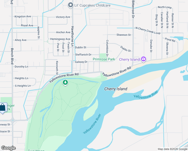 map of restaurants, bars, coffee shops, grocery stores, and more near 1320 Yellowstone River Road in Billings