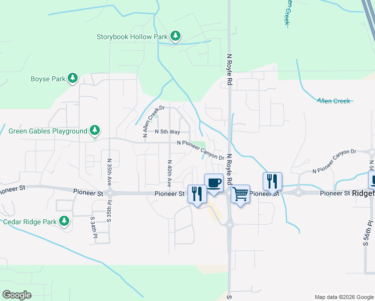 map of restaurants, bars, coffee shops, grocery stores, and more near 4116 North 3rd Circle in Ridgefield