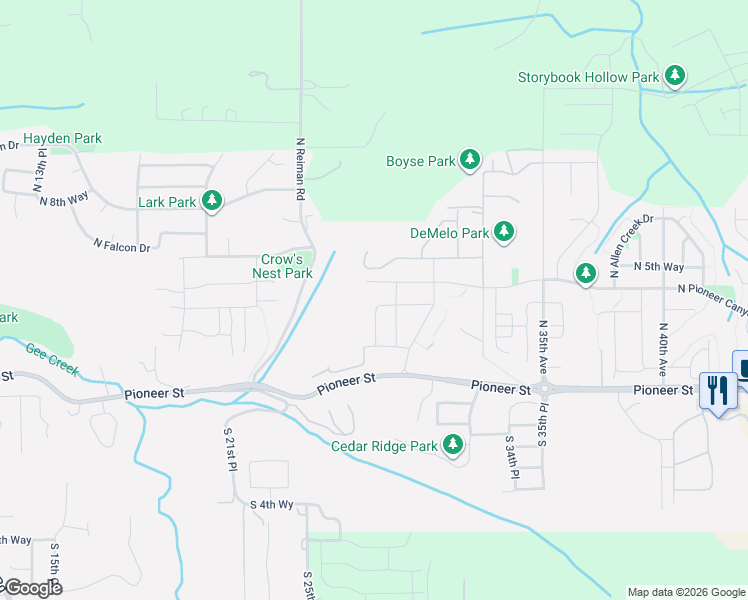 map of restaurants, bars, coffee shops, grocery stores, and more near 2800 North 3rd Way in Ridgefield