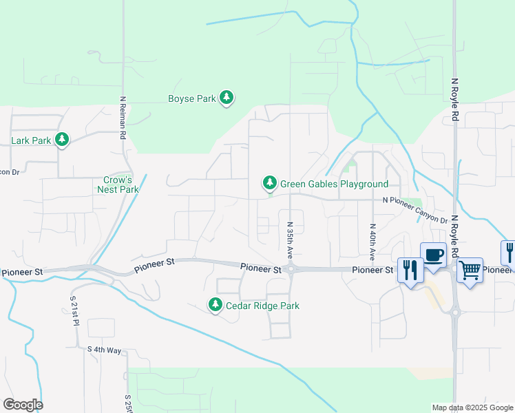 map of restaurants, bars, coffee shops, grocery stores, and more near 206 North 33rd Court in Ridgefield