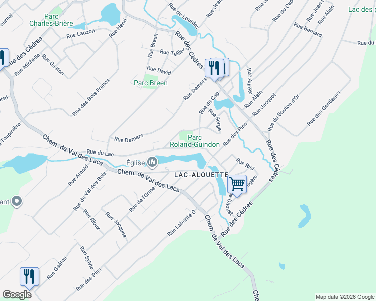 map of restaurants, bars, coffee shops, grocery stores, and more near 518 Rue du Lac in Sainte-Sophie