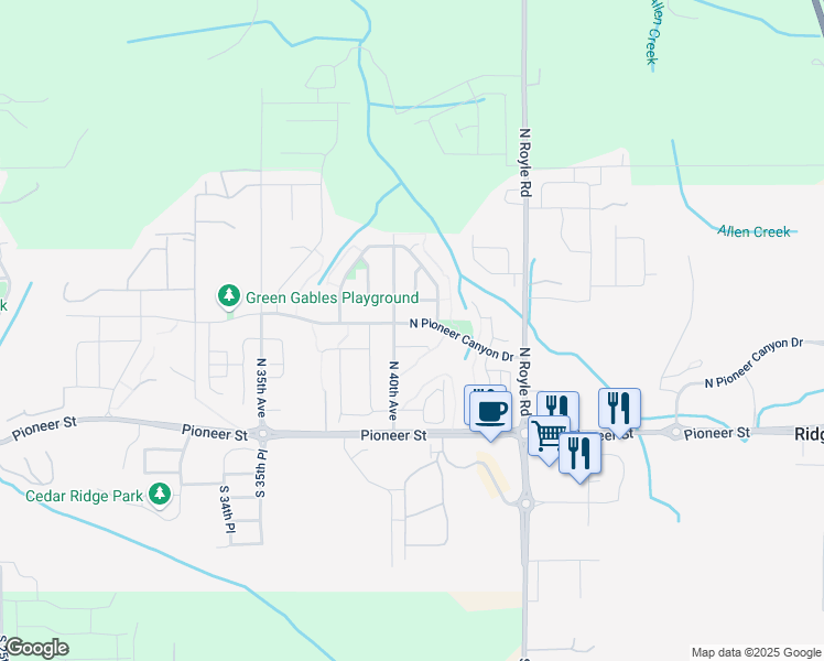 map of restaurants, bars, coffee shops, grocery stores, and more near 4009 North 5th Way in Ridgefield