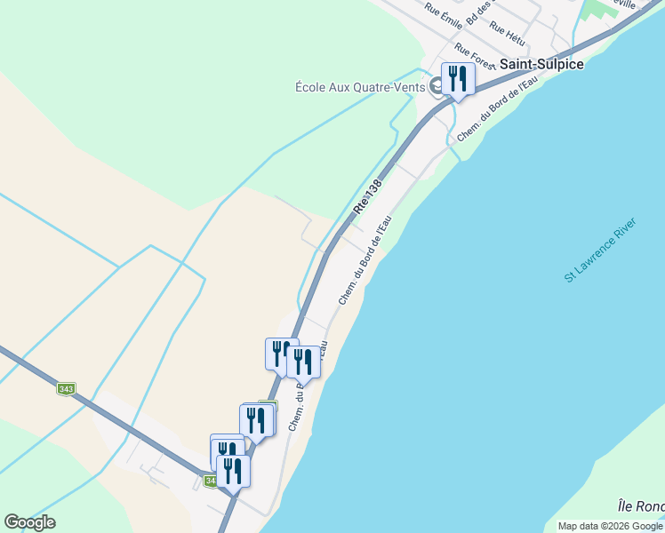 map of restaurants, bars, coffee shops, grocery stores, and more near 816 Rue Notre Dame in Saint-Sulpice
