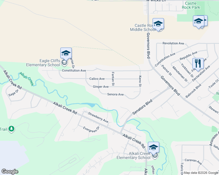 map of restaurants, bars, coffee shops, grocery stores, and more near 1034 Calico Avenue in Billings