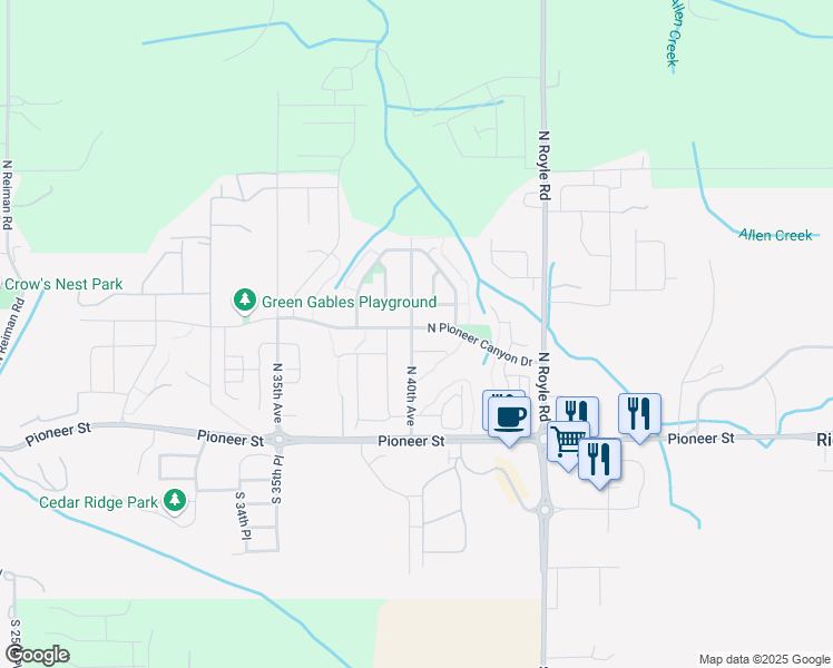 map of restaurants, bars, coffee shops, grocery stores, and more near 4001 North Pioneer Canyon Drive in Ridgefield