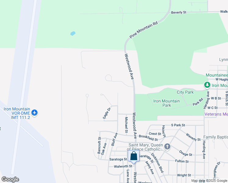 map of restaurants, bars, coffee shops, grocery stores, and more near 921 Oakridge Drive in Kingsford