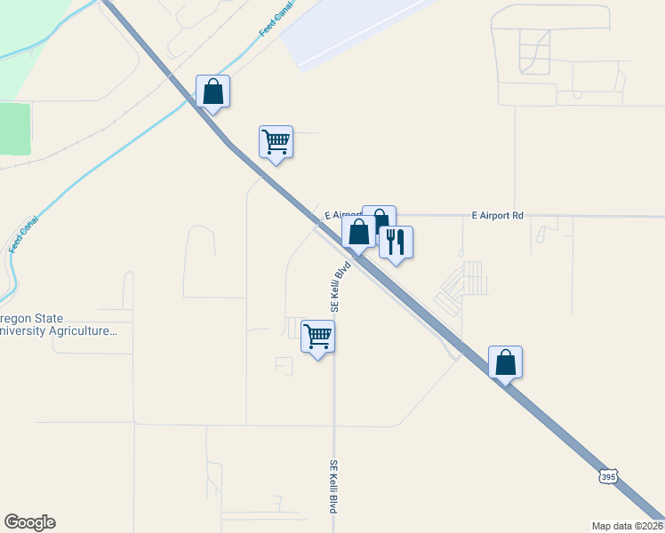 map of restaurants, bars, coffee shops, grocery stores, and more near 2350 Southeast Kelli Boulevard in Hermiston