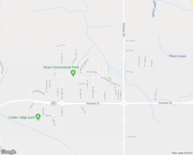map of restaurants, bars, coffee shops, grocery stores, and more near 4010 North Pioneer Canyon Drive in Ridgefield