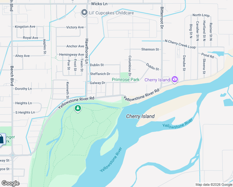 map of restaurants, bars, coffee shops, grocery stores, and more near 1114 Reece Drive in Billings