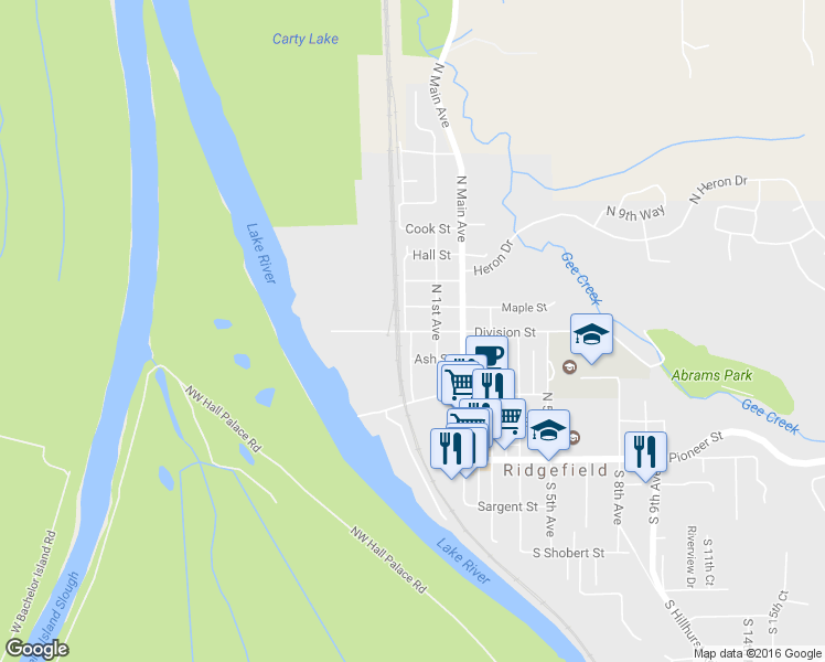 map of restaurants, bars, coffee shops, grocery stores, and more near 4 Division Street in Ridgefield