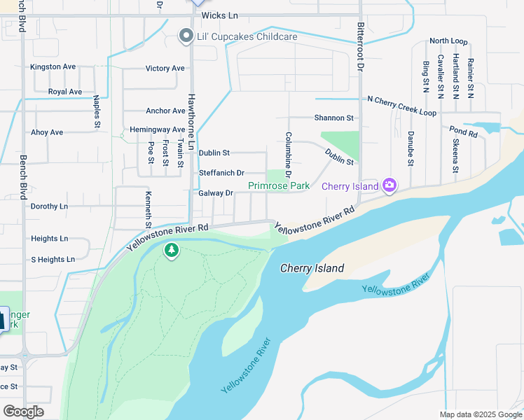 map of restaurants, bars, coffee shops, grocery stores, and more near 1114 Reece Drive in Billings