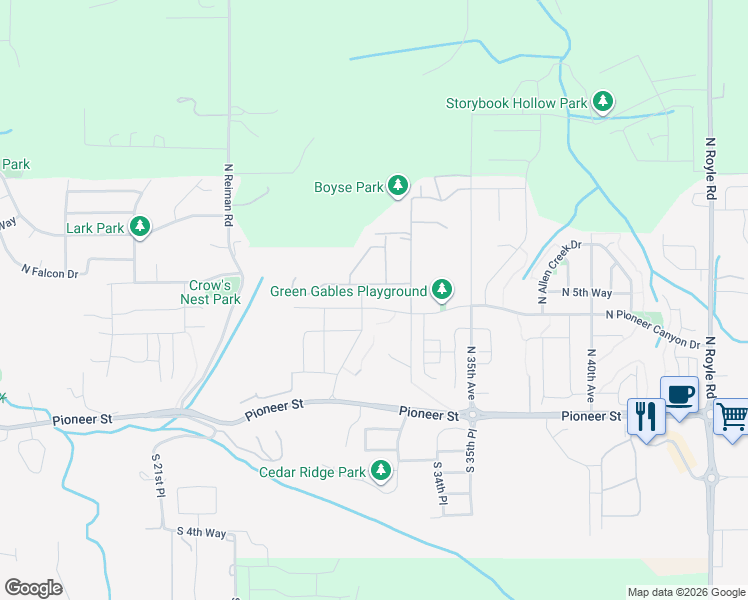 map of restaurants, bars, coffee shops, grocery stores, and more near 3018 North Pioneer Canyon Drive in Ridgefield
