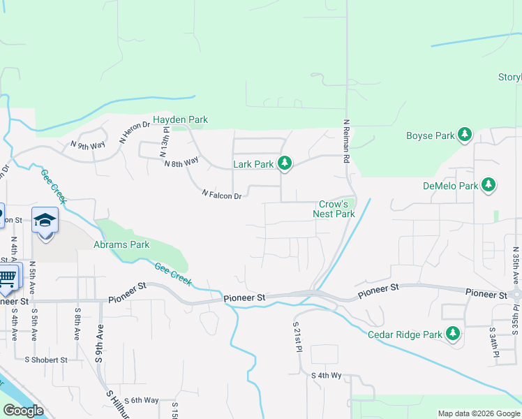 map of restaurants, bars, coffee shops, grocery stores, and more near 1956 North 3rd Way in Ridgefield