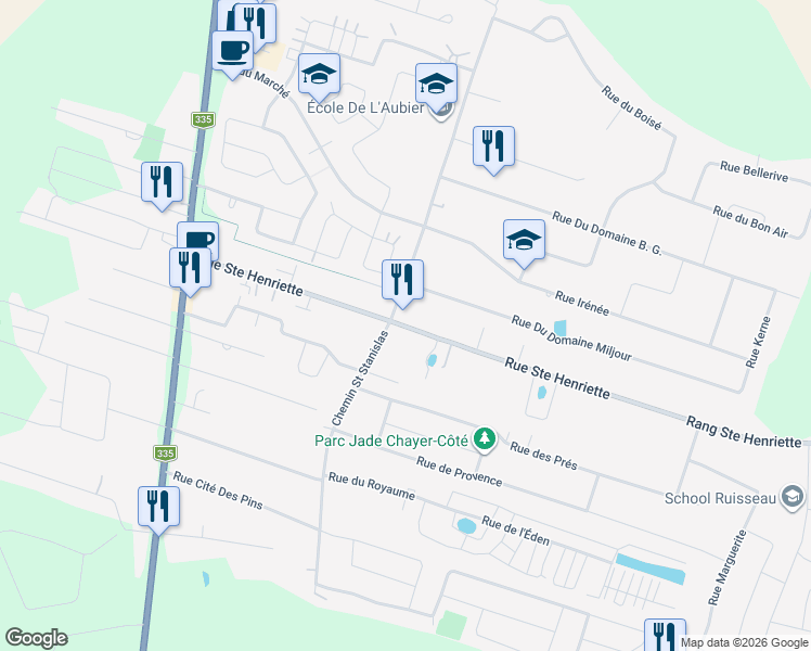 map of restaurants, bars, coffee shops, grocery stores, and more near 949 Rang Ste Henriette in Saint-Lin-Laurentides