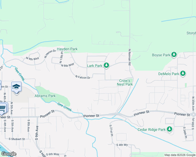 map of restaurants, bars, coffee shops, grocery stores, and more near 2000 North 5th Way in Ridgefield
