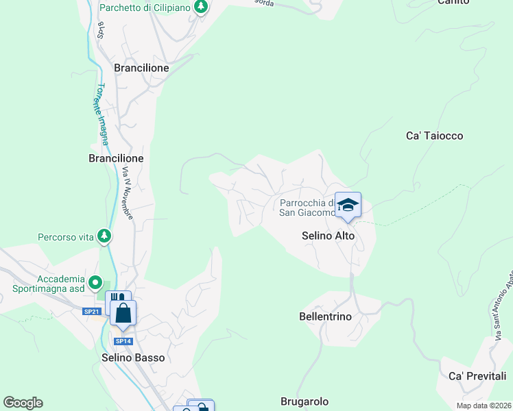 map of restaurants, bars, coffee shops, grocery stores, and more near 17 Via Alessandro Manzoni in Selino Alto