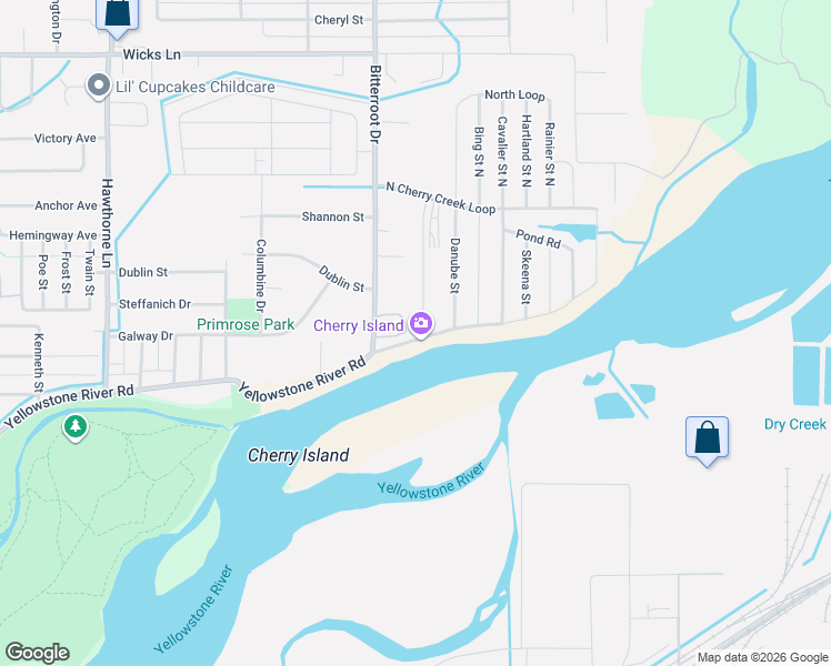 map of restaurants, bars, coffee shops, grocery stores, and more near 1155 Bitterroot Drive in Billings
