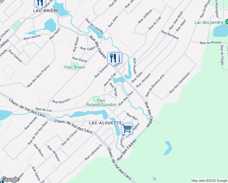 map of restaurants, bars, coffee shops, grocery stores, and more near 326 Rue Serge in Sainte-Sophie