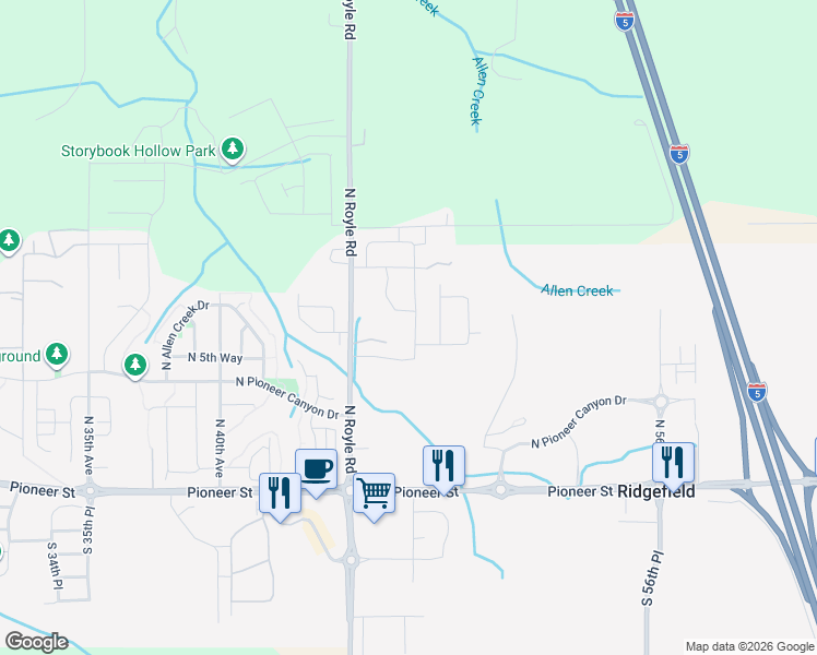 map of restaurants, bars, coffee shops, grocery stores, and more near 750 North 47th Avenue in Ridgefield