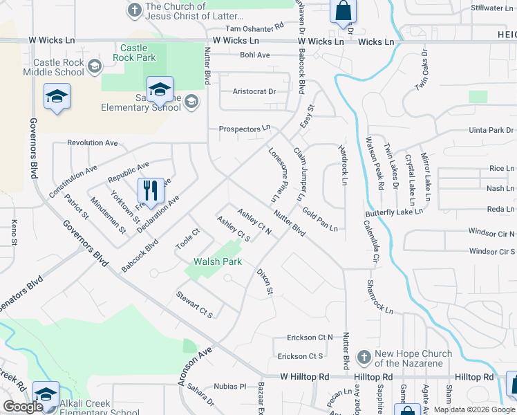 map of restaurants, bars, coffee shops, grocery stores, and more near 1210 Lonesome Pine Lane in Billings