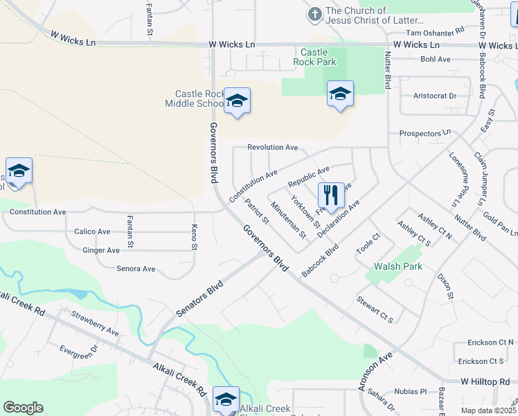 map of restaurants, bars, coffee shops, grocery stores, and more near 1175 Patriot Street in Billings