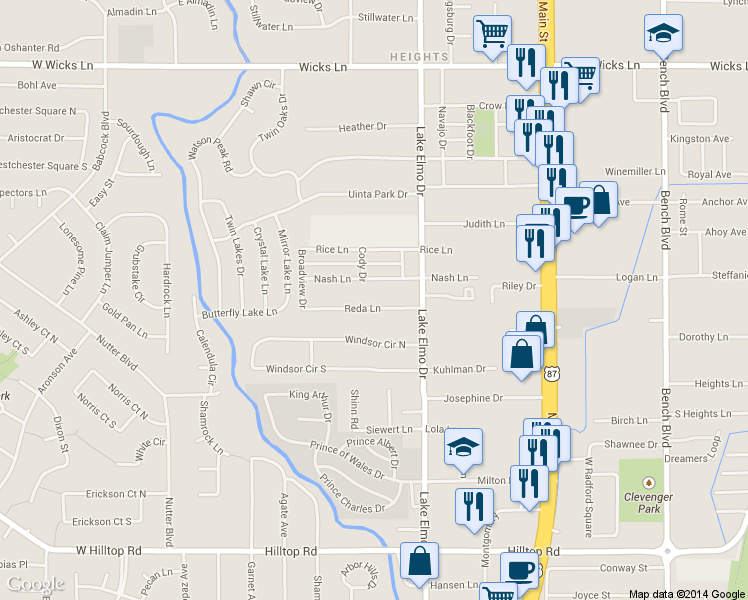 map of restaurants, bars, coffee shops, grocery stores, and more near 309 Reda Lane in Billings