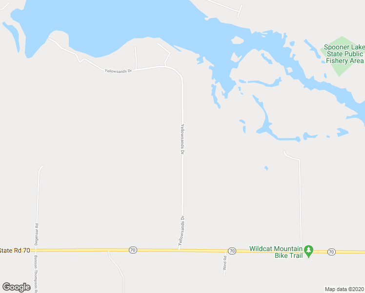 map of restaurants, bars, coffee shops, grocery stores, and more near Yellowsands Drive in Spooner