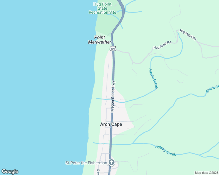 map of restaurants, bars, coffee shops, grocery stores, and more near 80431 Carnahan Road North in Arch Cape