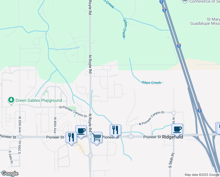 map of restaurants, bars, coffee shops, grocery stores, and more near 750 North 47th Avenue in Ridgefield