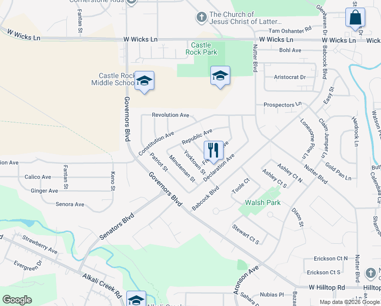 map of restaurants, bars, coffee shops, grocery stores, and more near 1161 Yorktown Street in Billings