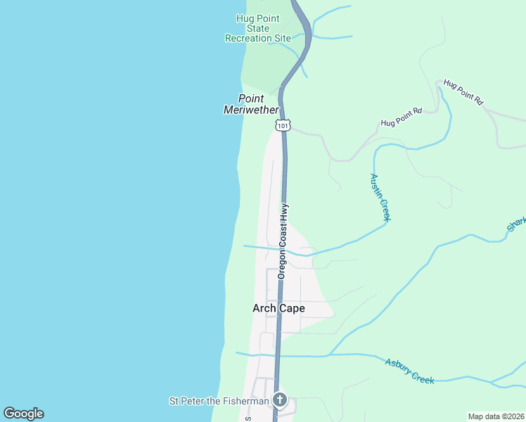 map of restaurants, bars, coffee shops, grocery stores, and more near 80431 Carnahan Road North in Arch Cape