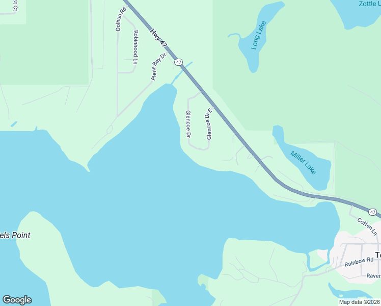 map of restaurants, bars, coffee shops, grocery stores, and more near 8273 Glencoe Drive in Lake Tomahawk