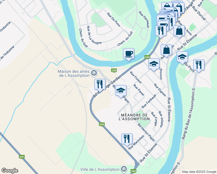 map of restaurants, bars, coffee shops, grocery stores, and more near 690 Boulevard de l'Ange-Gardien in L'Assomption