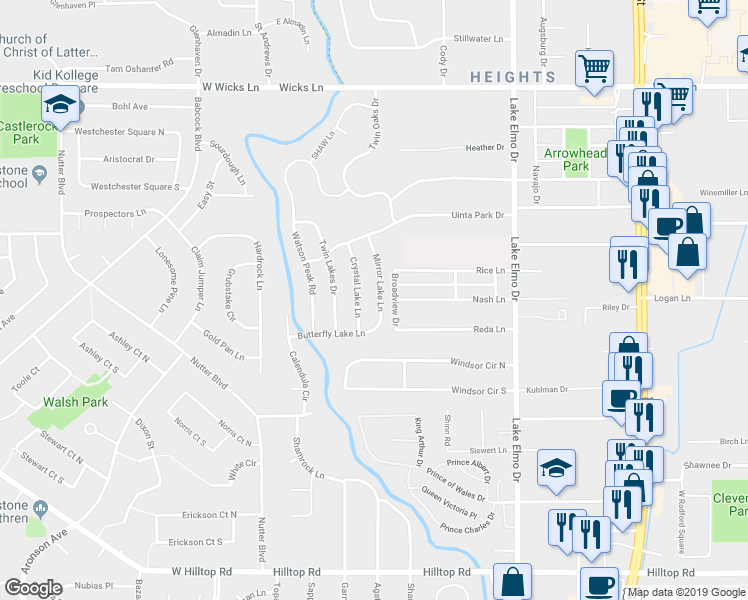 map of restaurants, bars, coffee shops, grocery stores, and more near 1250 Mirror Lake Lane in Billings