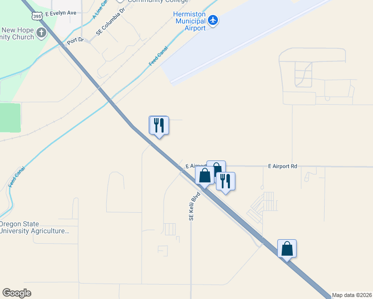 map of restaurants, bars, coffee shops, grocery stores, and more near 1847 South Highway 395 in Hermiston