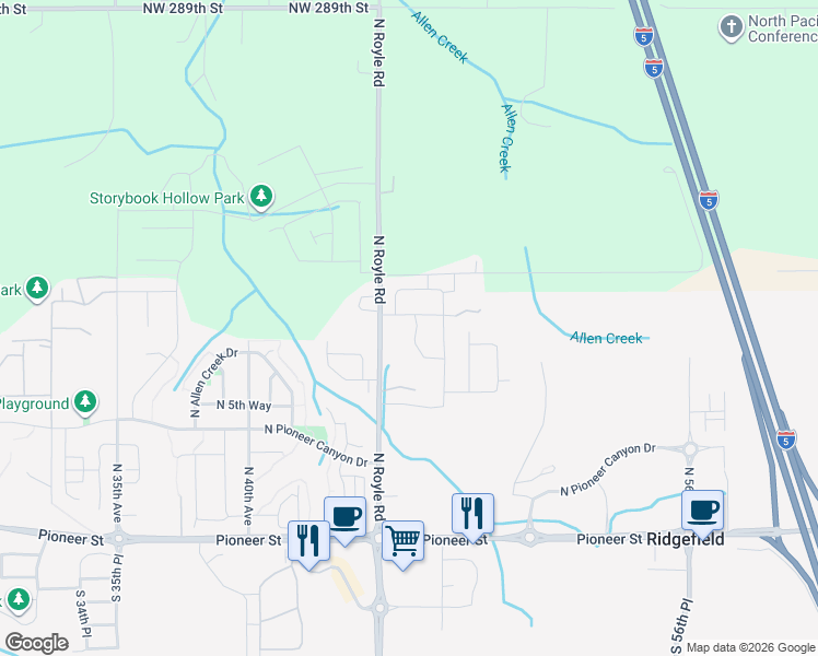 map of restaurants, bars, coffee shops, grocery stores, and more near 4564 North 9th Street in Ridgefield