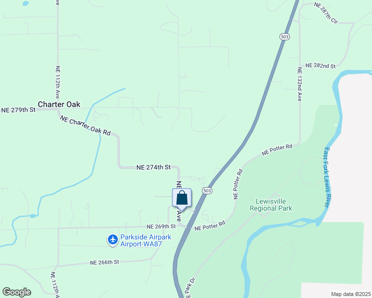 map of restaurants, bars, coffee shops, grocery stores, and more near 12301 Northeast 279th Street in Battle Ground