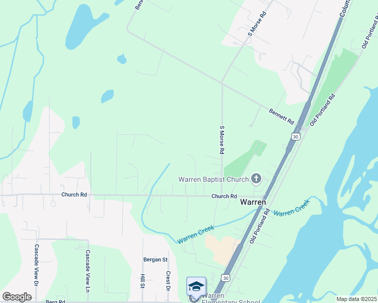map of restaurants, bars, coffee shops, grocery stores, and more near 34591 Church Road in Warren
