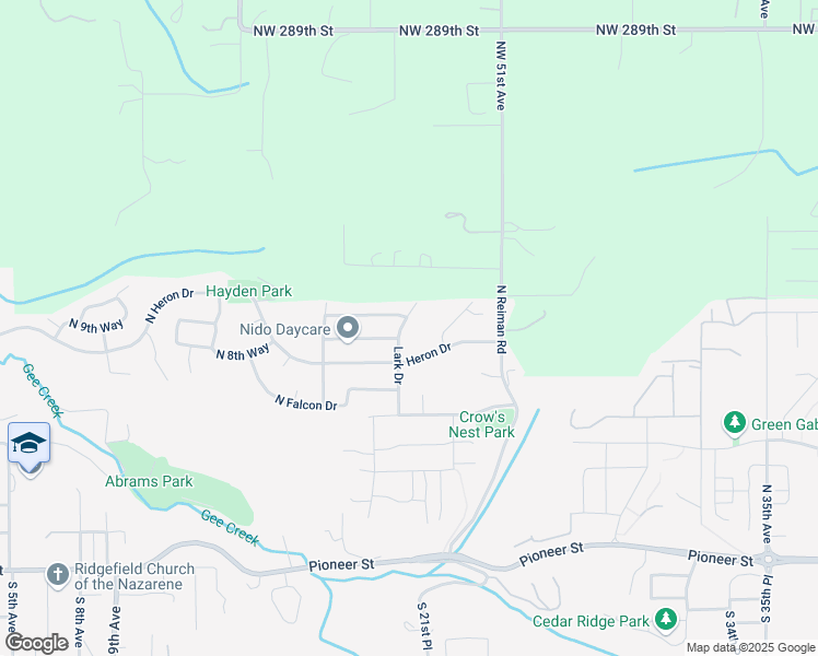 map of restaurants, bars, coffee shops, grocery stores, and more near 812 Lark Drive in Ridgefield