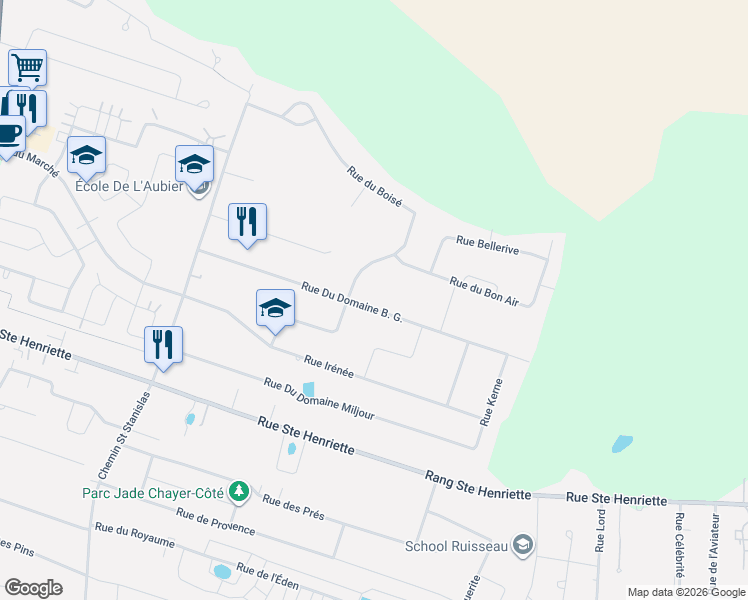 map of restaurants, bars, coffee shops, grocery stores, and more near 79 Rue Xavier in Saint-Lin-Laurentides
