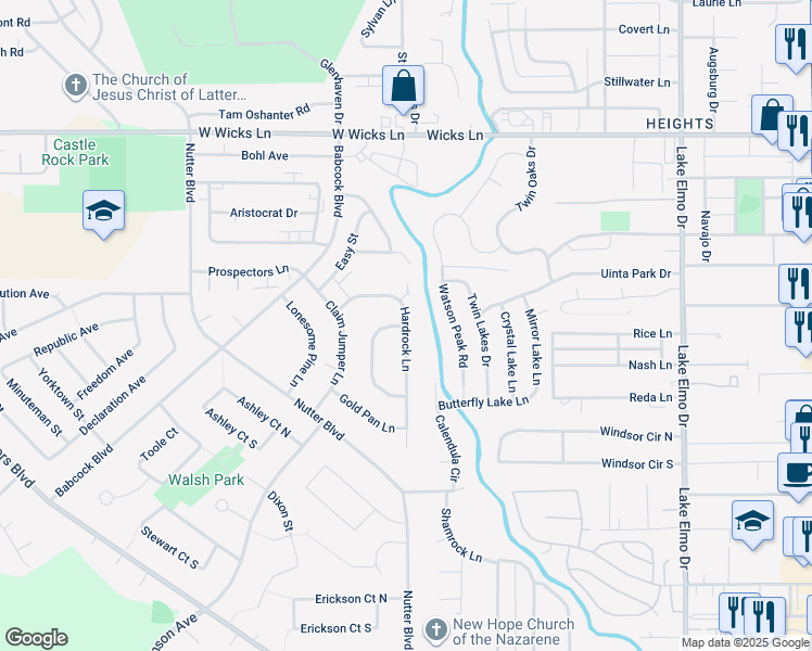 map of restaurants, bars, coffee shops, grocery stores, and more near 1300 Hardrock Lane in Billings