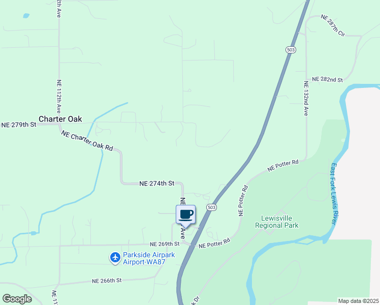 map of restaurants, bars, coffee shops, grocery stores, and more near 12301 Northeast 279th Street in Battle Ground