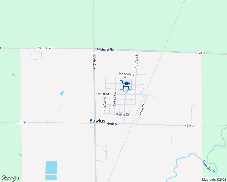 map of restaurants, bars, coffee shops, grocery stores, and more near 292 Main Street in Bowlus