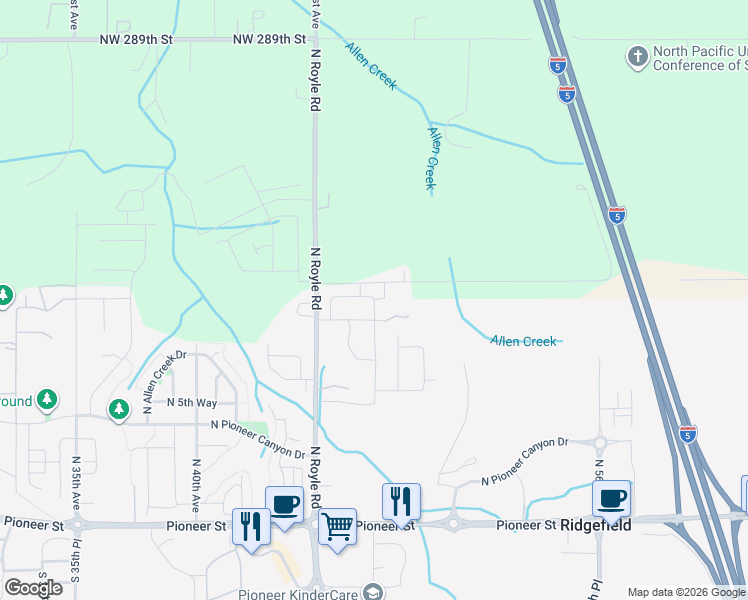 map of restaurants, bars, coffee shops, grocery stores, and more near 750 North 47th Place in Ridgefield
