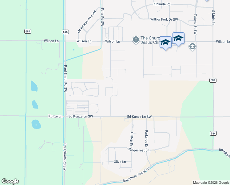 map of restaurants, bars, coffee shops, grocery stores, and more near 213 River Ridge Drive in Boardman